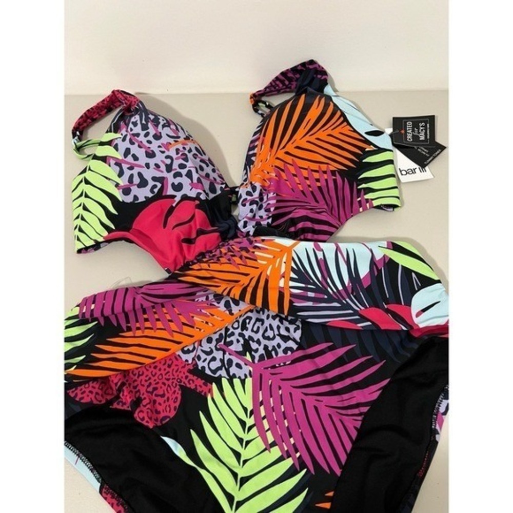 Bar III Women Palm Prowl Cross Front Monokini Swimsuit Large Multicolor Tropical - Picture 5 of 8